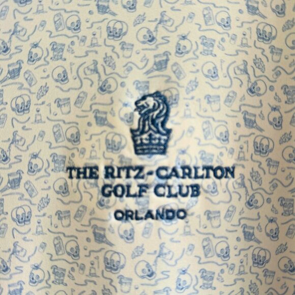 Peter Millar Summer Comfort Ritz-Carlton Golf Club Polo (L) Light Blue Print - Picture 7 of 10